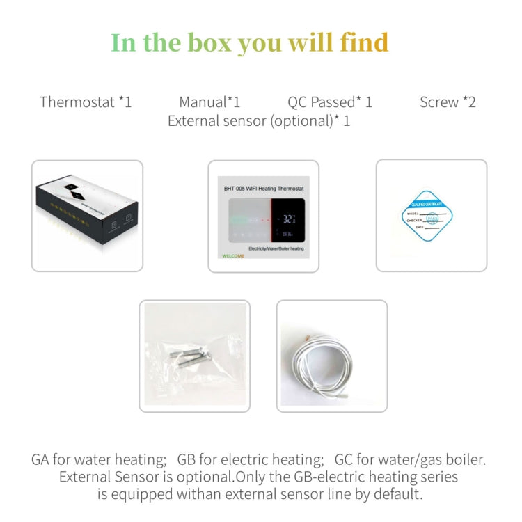 BHT-005-GCLW 220V AC 3A Smart Home Heating Thermostat for EU Box, Control Boiler Heating with Only Internal Sensor & WIFI Connection - Thermostat & Thermometer by buy2fix | Online Shopping UK | buy2fix