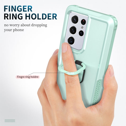 For Samsung Galaxy S21 Ultra 5G 3 in 1 PC + TPU Phone Case with Ring Holder(Mint Green) - Galaxy S21 Ultra 5G Cases by buy2fix | Online Shopping UK | buy2fix