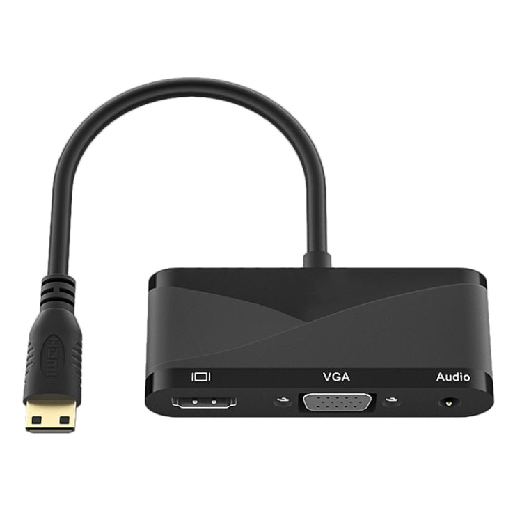 h114 3 in 1 Mini HDMI to HDMI + VGA + 3.5 Audio Converter Cable(Black) - Adapter by buy2fix | Online Shopping UK | buy2fix