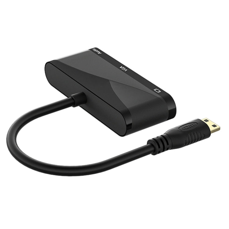 h114 3 in 1 Mini HDMI to HDMI + VGA + 3.5 Audio Converter Cable(Black) - Adapter by buy2fix | Online Shopping UK | buy2fix