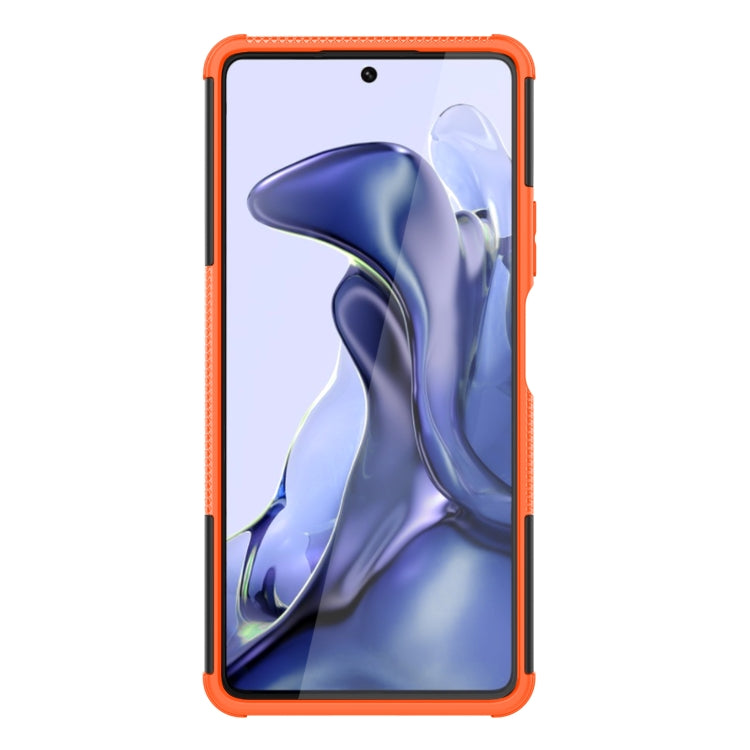 For Xiaomi Mi 11T Tire Texture TPU + PC Phone Case with Holder(Orange) - Xiaomi Cases by buy2fix | Online Shopping UK | buy2fix