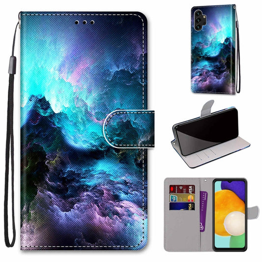 For Samsung Galaxy A13 4G Coloured Drawing Cross Texture Horizontal Flip Leather Phone Case with Holder & Card Slots & Wallet & Lanyard(Colorful Clouds) - Galaxy Phone Cases by buy2fix | Online Shopping UK | buy2fix