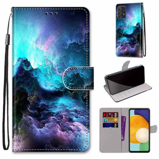 For Samsung Galaxy A53 5G Coloured Drawing Cross Texture Horizontal Flip Leather Phone Case with Holder & Card Slots & Wallet & Lanyard(Colorful Clouds) - Galaxy Phone Cases by buy2fix | Online Shopping UK | buy2fix
