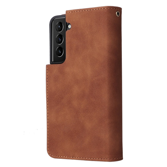 For Samsung Galaxy S22 5G Multifunctional Phone Leather Case with Card Slot & Holder & Zipper Wallet & Photo Frame(Brown) - Galaxy S22 5G Cases by buy2fix | Online Shopping UK | buy2fix