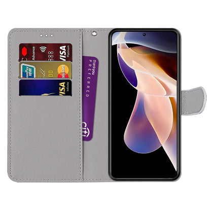 For Xiaomi Redmi Note 11 Pro / 11 Pro+ Global Coloured Drawing Cross Texture Horizontal Flip PU Phone Leather Case with Holder & Card Slots & Wallet & Lanyard(Colorful Layer(Oblique Hat Blue Mirror Cat) by buy2fix