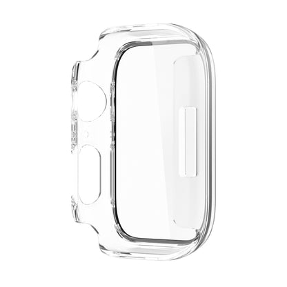 Electroplating Shockproof PC Protective Case with Tempered Glass Film For Apple Watch Series 9 / 8 / 7 41mm(Transparent White) by buy2fix
