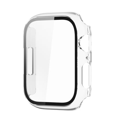 Electroplating Shockproof PC Protective Case with Tempered Glass Film For Apple Watch Series 9 / 8 / 7 41mm(Transparent White) by buy2fix