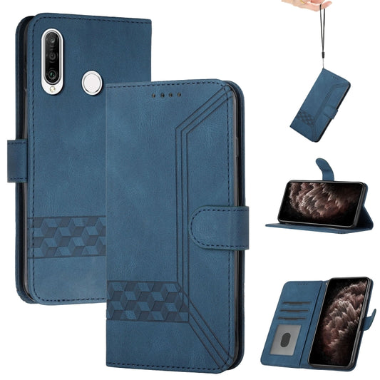 For Huawei P20 Lite Cubic Skin Feel Flip Leather Phone Case(Royal Blue) - Huawei Cases by buy2fix | Online Shopping UK | buy2fix
