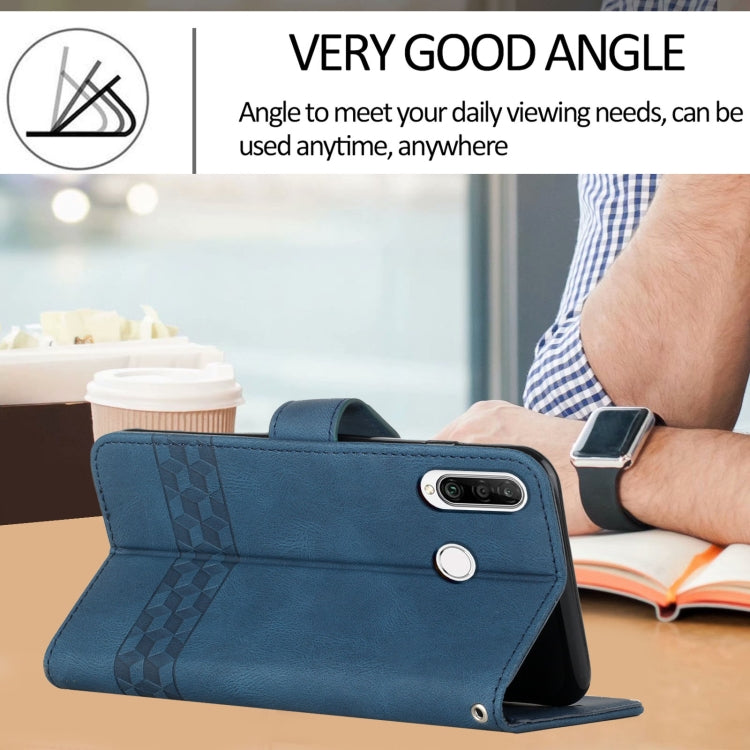 For Huawei P20 Lite Cubic Skin Feel Flip Leather Phone Case(Royal Blue) - Huawei Cases by buy2fix | Online Shopping UK | buy2fix