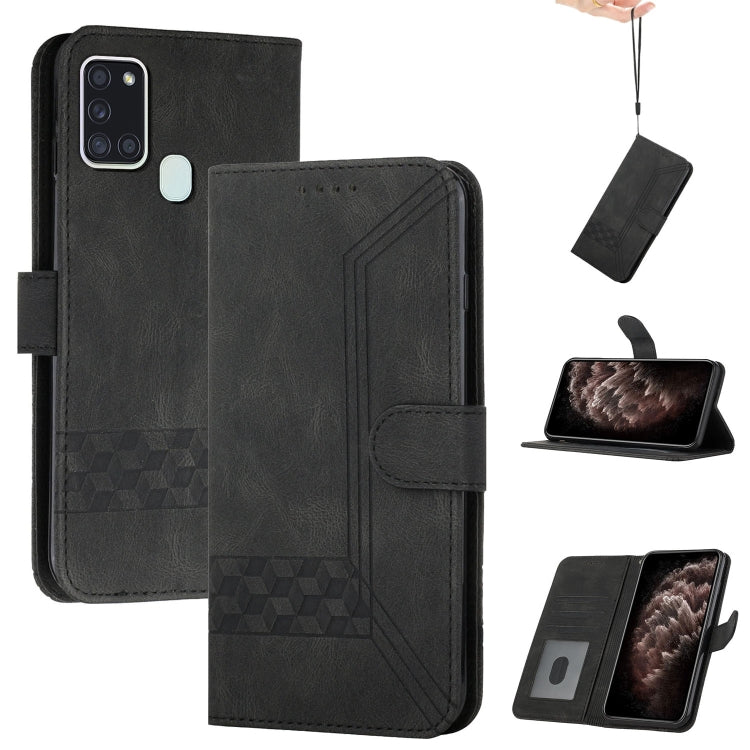 For OPPO Realme 7i Cubic Skin Feel Flip Leather Phone Case(Black) - Realme Cases by buy2fix | Online Shopping UK | buy2fix