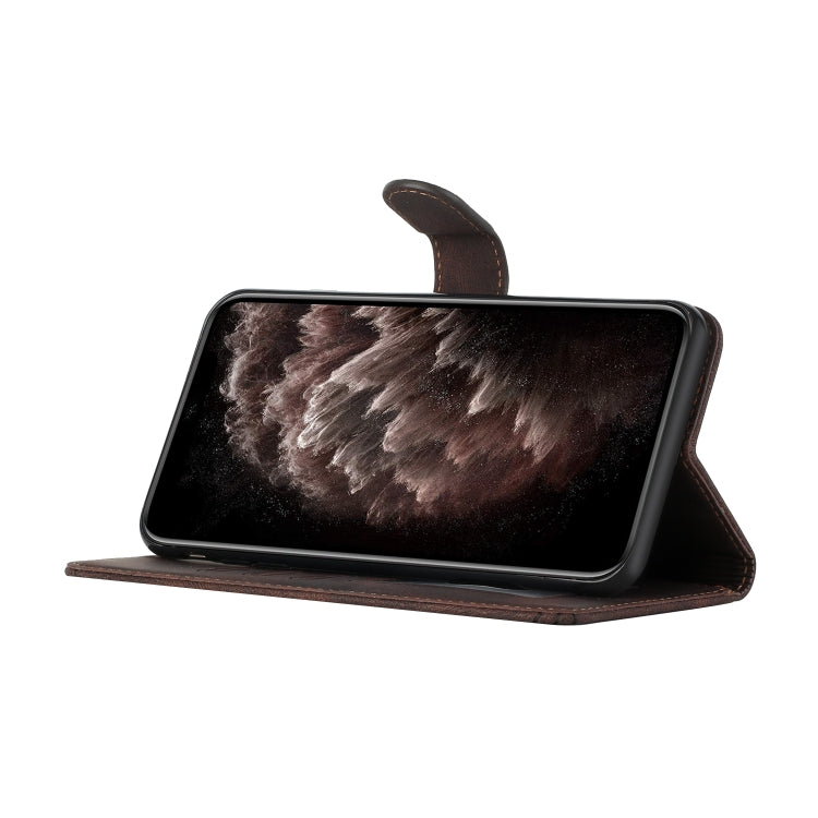 For OPPO Realme 7i Cubic Skin Feel Flip Leather Phone Case(Dark Brown) - Realme Cases by buy2fix | Online Shopping UK | buy2fix