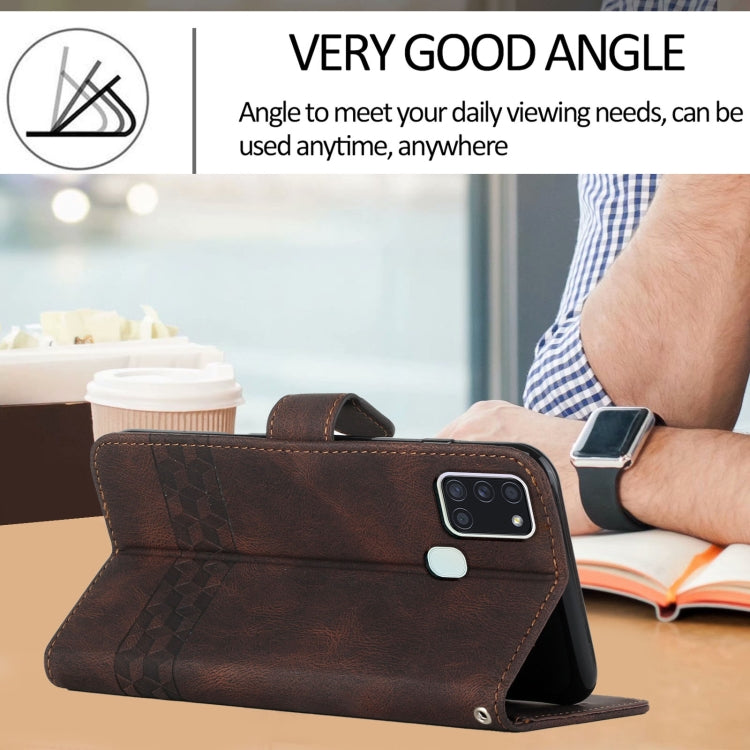 For OPPO Realme 7i Cubic Skin Feel Flip Leather Phone Case(Dark Brown) - Realme Cases by buy2fix | Online Shopping UK | buy2fix