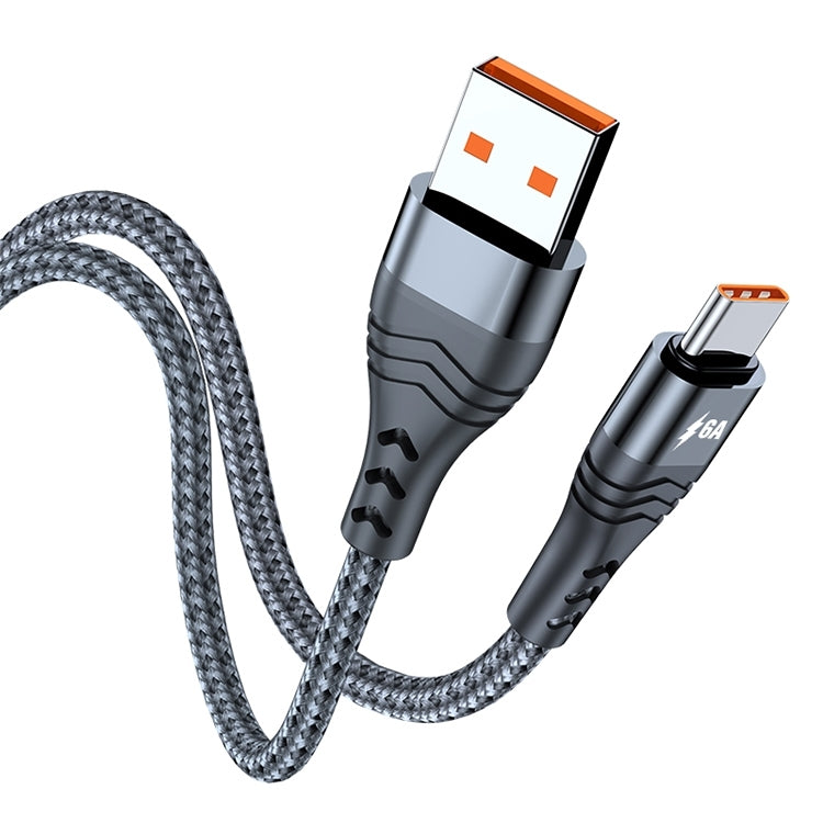 ADC-005 6A USB to USB-C / Type-C Weave Fast Charging Data Cable, Length:3m(Black) by buy2fix