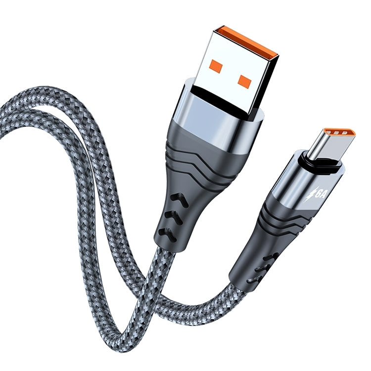 ADC-005 6A USB to USB-C / Type-C Weave Fast Charging Data Cable, Length:3m(Silver) by buy2fix