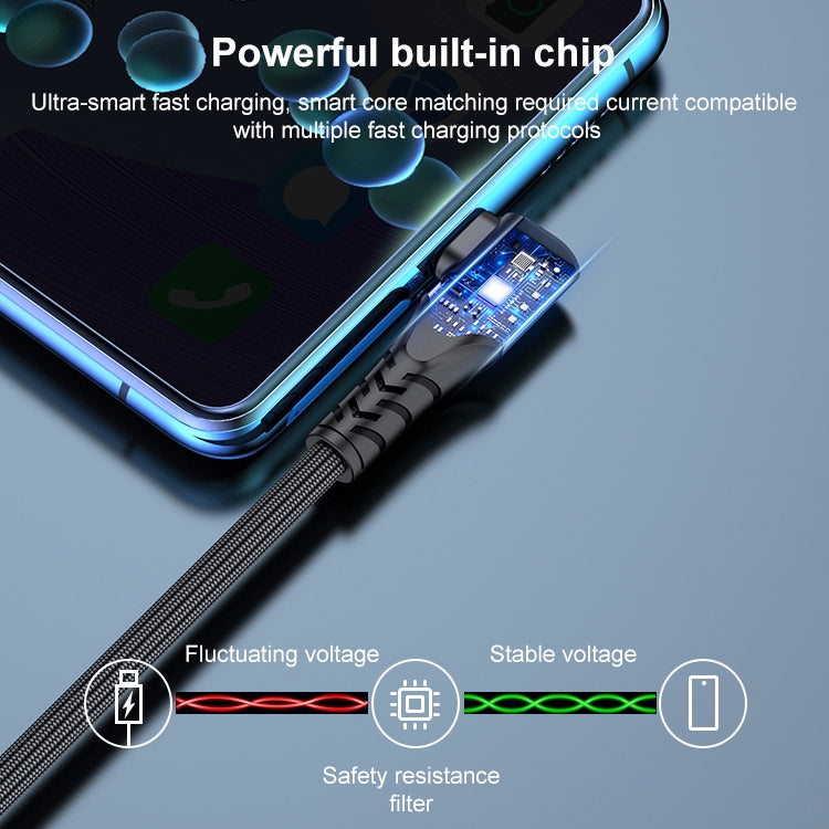 6A 66W USB to USB-C / Type-C Elbow Mobile Phone Game Fast Data Cable, Length:0.5m(Grey) by buy2fix