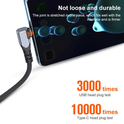 6A 66W USB to USB-C / Type-C Elbow Mobile Phone Game Fast Data Cable, Length:1m(Grey) by buy2fix