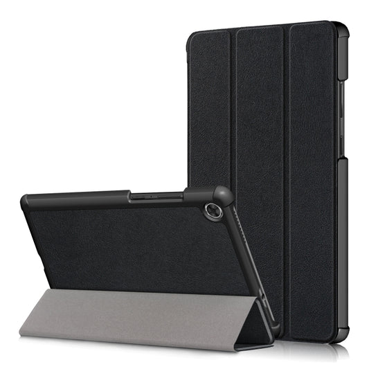 For Lenovo Tab M8 Custer Texture Horizontal Flip Smart TPU Leather Case with Three-folding Holder(Black) - Lenovo by buy2fix | Online Shopping UK | buy2fix