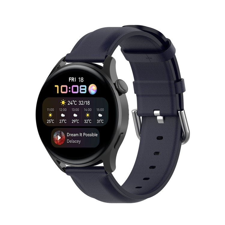 For Huawei Watch GT 3 46mm/GT Runner 22mm Round Tail Leather Watch Band(Navy Blue) by buy2fix