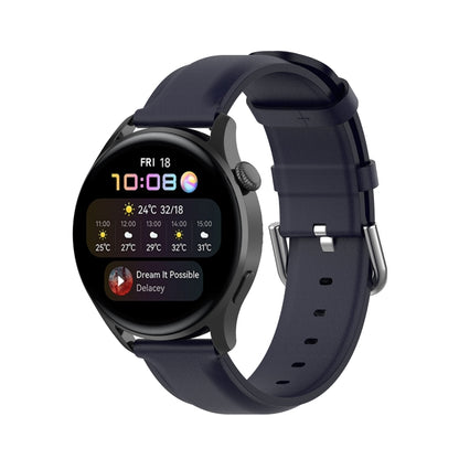 For Huawei Watch GT 3 46mm/GT Runner 22mm Round Tail Leather Watch Band(Navy Blue) by buy2fix