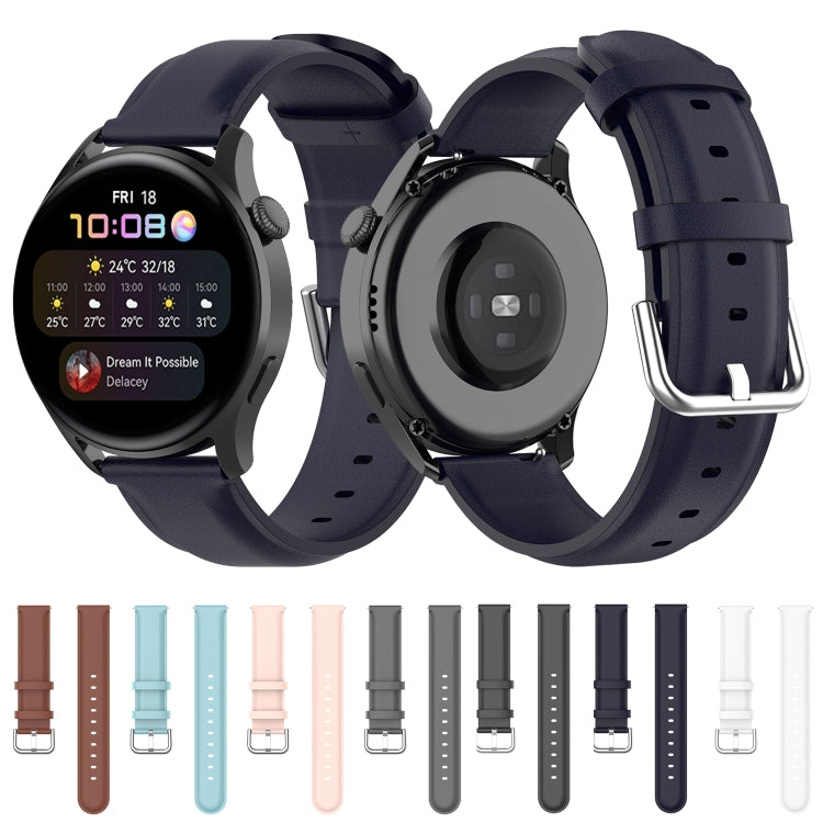 For Huawei Watch GT 3 46mm/GT Runner 22mm Round Tail Leather Watch Band(Light Blue) by buy2fix