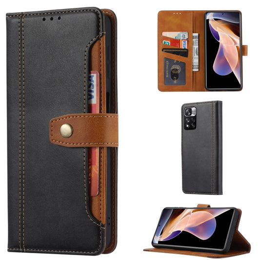 For Xiaomi Redmi Note 11/Poco M4 Pro Calf Texture Double Fold Leather Phone Case(Black) - Xiaomi Cases by buy2fix | Online Shopping UK | buy2fix
