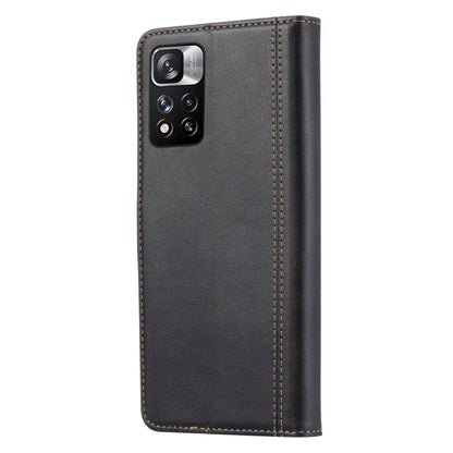For Xiaomi Redmi Note 11/Poco M4 Pro Calf Texture Double Fold Leather Phone Case(Black) - Xiaomi Cases by buy2fix | Online Shopping UK | buy2fix