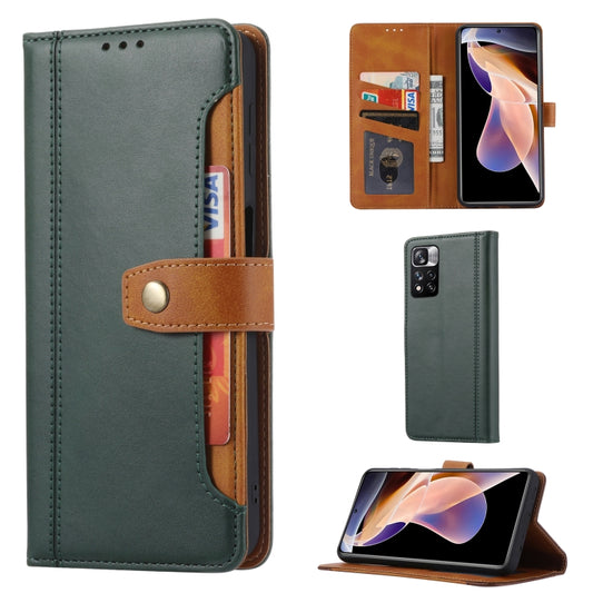 For Xiaomi Redmi Note 11/Poco M4 Pro Calf Texture Double Fold Leather Phone Case(Green) - Xiaomi Cases by buy2fix | Online Shopping UK | buy2fix