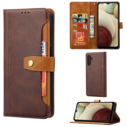 For Samsung Galaxy A13 5G Calf Texture Double Fold Leather Phone Case(Brown) by buy2fix