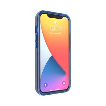 For iPhone 13 Pro Max Grid Pattern Shockproof Transparent TPU Phone Case (Blue) by buy2fix
