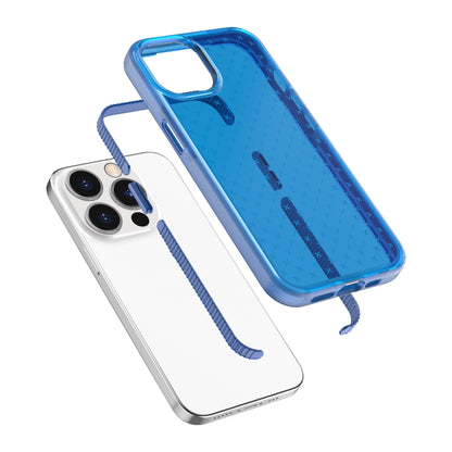 For iPhone 13 Pro Max Grid Pattern Shockproof Transparent TPU Phone Case (Blue) by buy2fix
