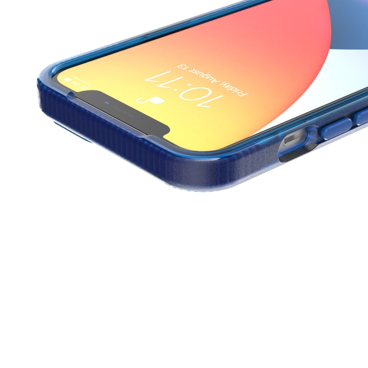 For iPhone 13 Pro Max Grid Pattern Shockproof Transparent TPU Phone Case (Blue) by buy2fix