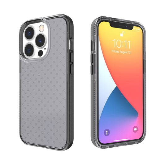 For iPhone 13 Pro Grid Pattern Shockproof Transparent TPU Phone Case (Black) - iPhone 13 Pro Cases by buy2fix | Online Shopping UK | buy2fix