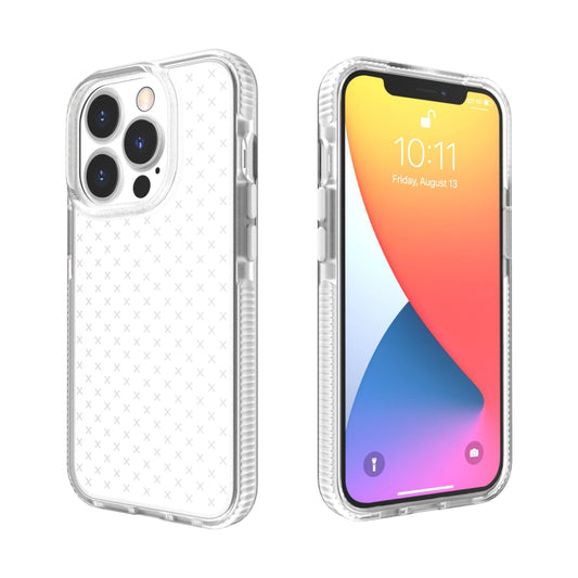 For iPhone 13 Pro Grid Pattern Shockproof Transparent TPU Phone Case (White) - iPhone 13 Pro Cases by buy2fix | Online Shopping UK | buy2fix