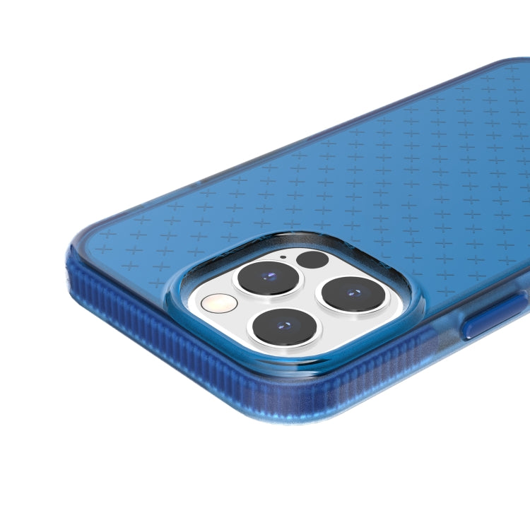 For iPhone 13 Pro Grid Pattern Shockproof Transparent TPU Phone Case (Blue) - iPhone 13 Pro Cases by buy2fix | Online Shopping UK | buy2fix