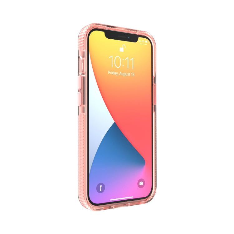 For iPhone 13 Pro Grid Pattern Shockproof Transparent TPU Phone Case (Pink) - iPhone 13 Pro Cases by buy2fix | Online Shopping UK | buy2fix