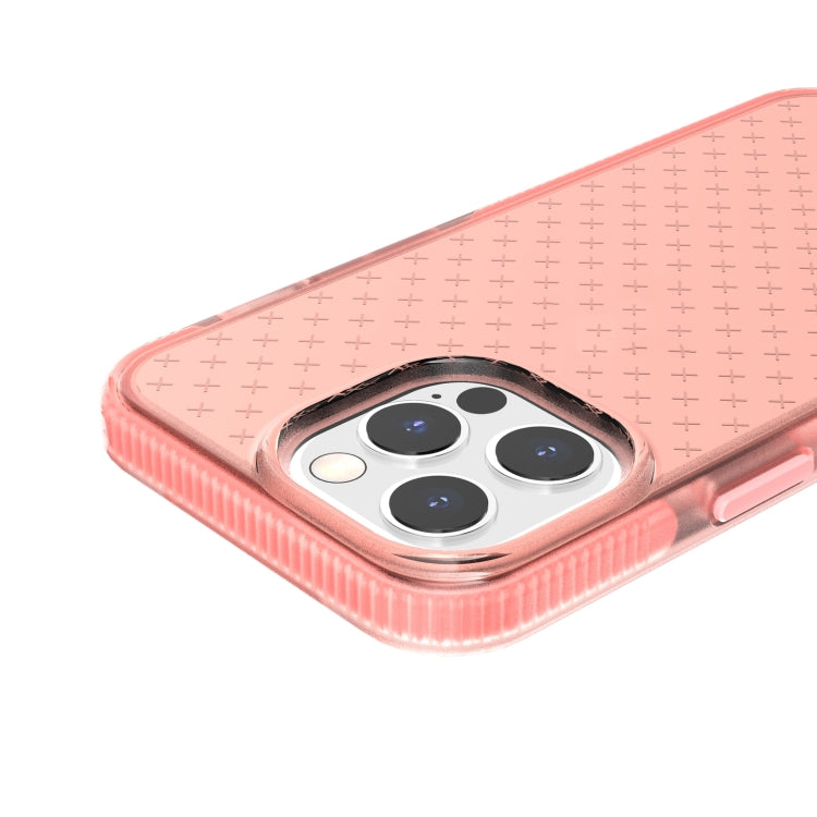 For iPhone 13 Pro Grid Pattern Shockproof Transparent TPU Phone Case (Pink) - iPhone 13 Pro Cases by buy2fix | Online Shopping UK | buy2fix