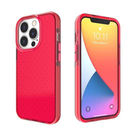 For iPhone 13 Pro Grid Pattern Shockproof Transparent TPU Phone Case (Red) - iPhone 13 Pro Cases by buy2fix | Online Shopping UK | buy2fix
