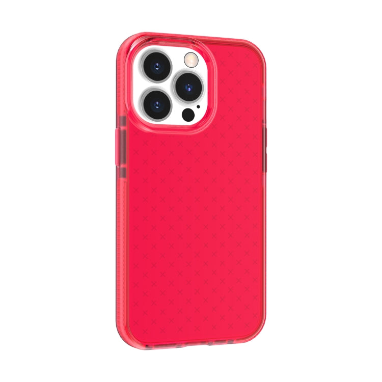 For iPhone 13 Pro Grid Pattern Shockproof Transparent TPU Phone Case (Red) - iPhone 13 Pro Cases by buy2fix | Online Shopping UK | buy2fix