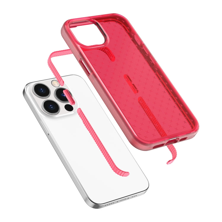 For iPhone 13 Pro Grid Pattern Shockproof Transparent TPU Phone Case (Red) - iPhone 13 Pro Cases by buy2fix | Online Shopping UK | buy2fix