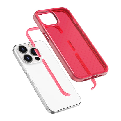 For iPhone 13 Pro Grid Pattern Shockproof Transparent TPU Phone Case (Red) - iPhone 13 Pro Cases by buy2fix | Online Shopping UK | buy2fix