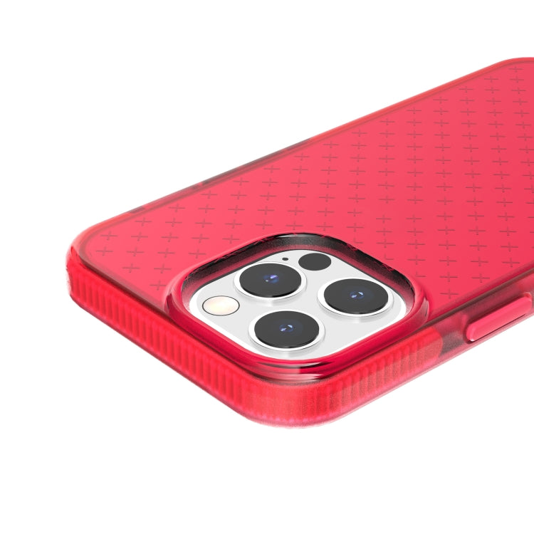 For iPhone 13 Pro Grid Pattern Shockproof Transparent TPU Phone Case (Red) - iPhone 13 Pro Cases by buy2fix | Online Shopping UK | buy2fix