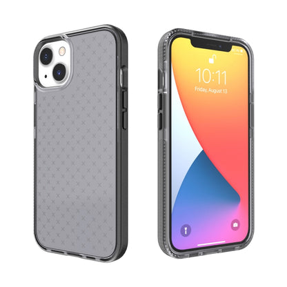For iPhone 13 Grid Pattern Shockproof Transparent TPU Phone Case(Black) - iPhone 13 Cases by buy2fix | Online Shopping UK | buy2fix