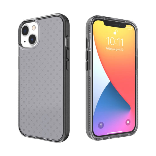For iPhone 13 Grid Pattern Shockproof Transparent TPU Phone Case(Black) - iPhone 13 Cases by buy2fix | Online Shopping UK | buy2fix