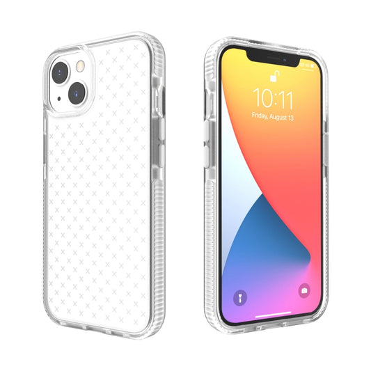 For iPhone 13 Grid Pattern Shockproof Transparent TPU Phone Case(White) - iPhone 13 Cases by buy2fix | Online Shopping UK | buy2fix