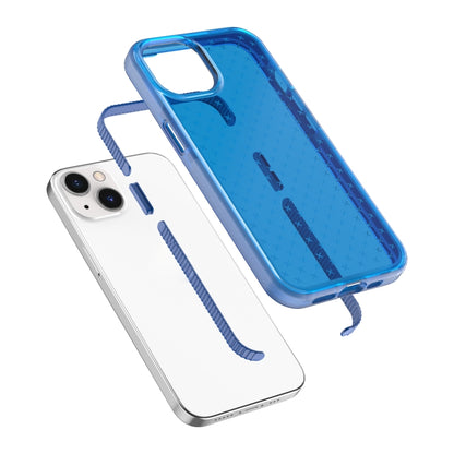 For iPhone 13 Grid Pattern Shockproof Transparent TPU Phone Case(Blue) - iPhone 13 Cases by buy2fix | Online Shopping UK | buy2fix