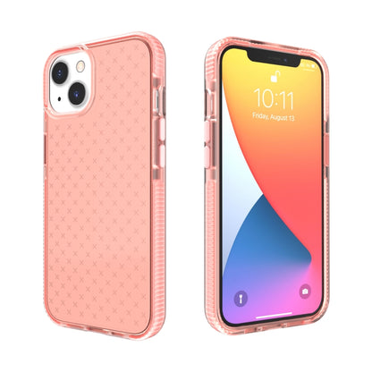 For iPhone 13 Grid Pattern Shockproof Transparent TPU Phone Case(Pink) - iPhone 13 Cases by buy2fix | Online Shopping UK | buy2fix