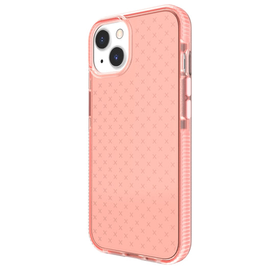 For iPhone 13 Grid Pattern Shockproof Transparent TPU Phone Case(Pink) - iPhone 13 Cases by buy2fix | Online Shopping UK | buy2fix