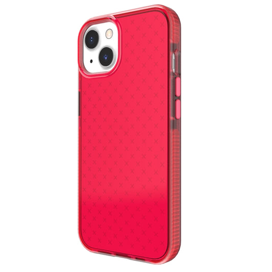 For iPhone 13 Grid Pattern Shockproof Transparent TPU Phone Case(Red) - iPhone 13 Cases by buy2fix | Online Shopping UK | buy2fix