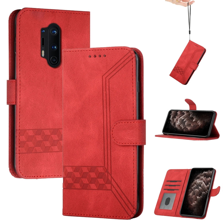 Cubic Skin Feel Flip Leather Phone Case For OnePlus 8 Pro(Red) - OnePlus Cases by buy2fix | Online Shopping UK | buy2fix
