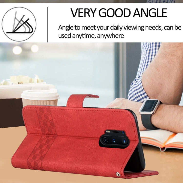 Cubic Skin Feel Flip Leather Phone Case For OnePlus 8 Pro(Red) - OnePlus Cases by buy2fix | Online Shopping UK | buy2fix
